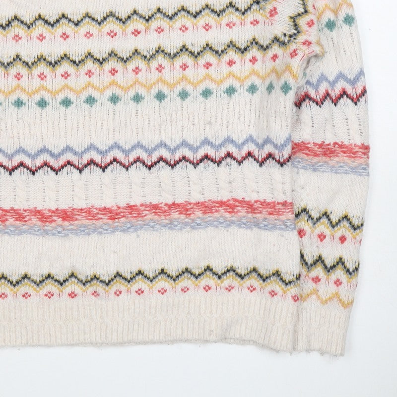 Fat Face Women’s Multicoloured Fair Isle Cable Knit Jumper UK 12