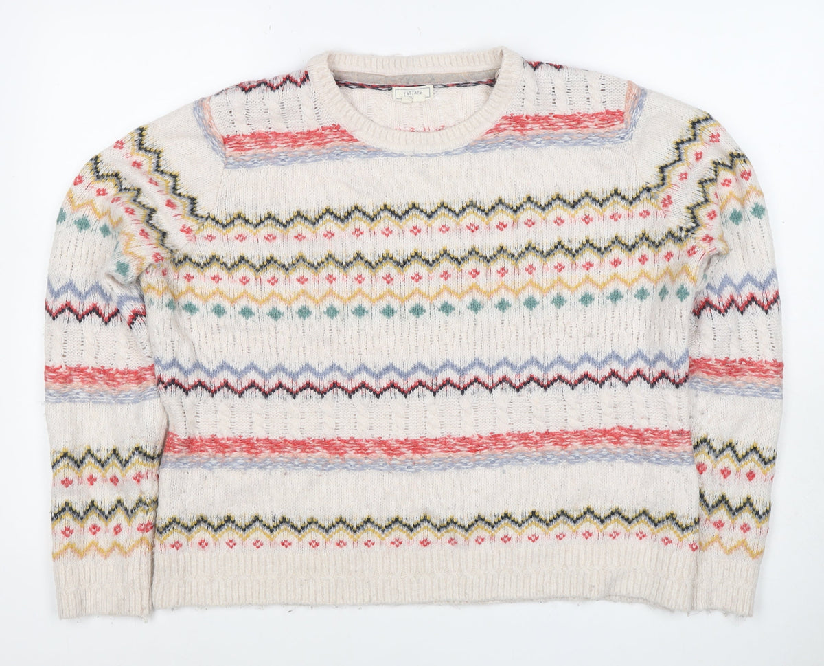 Fat Face Women’s Multicoloured Fair Isle Cable Knit Jumper UK 12
