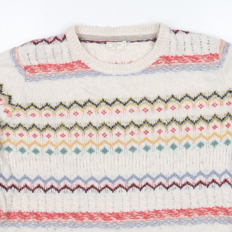 Fat Face Women’s Multicoloured Fair Isle Cable Knit Jumper UK 12