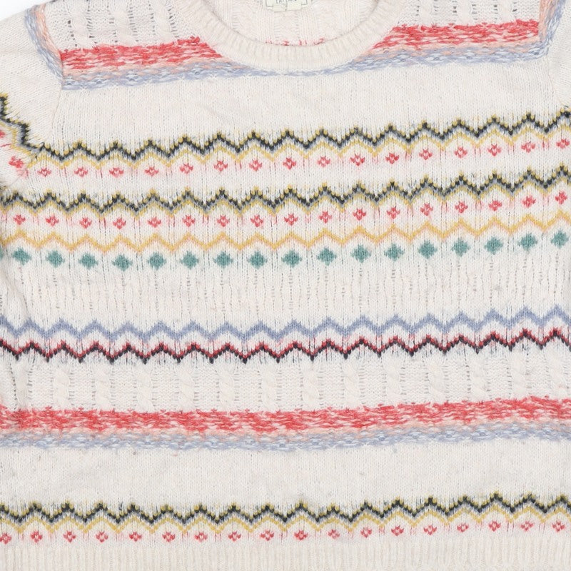 Fat Face Women’s Multicoloured Fair Isle Cable Knit Jumper UK 12