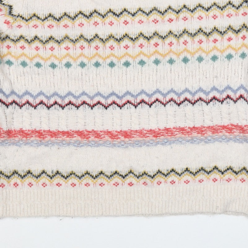 Fat Face Women’s Multicoloured Fair Isle Cable Knit Jumper UK 12
