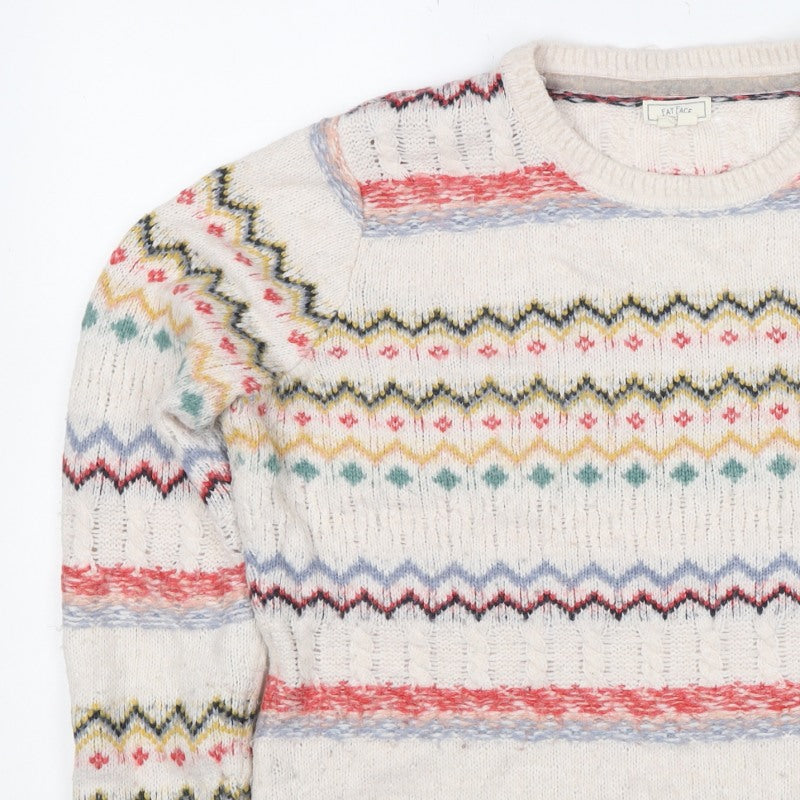 Fat Face Women’s Multicoloured Fair Isle Cable Knit Jumper UK 12