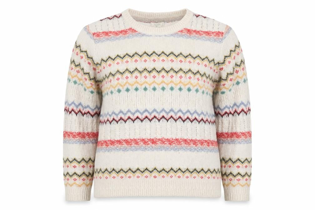 Fat Face Women’s Multicoloured Fair Isle Cable Knit Jumper UK 12