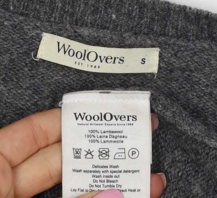 WoolOvers Women’s Grey S Lambswool Striped Round Neck Jumper