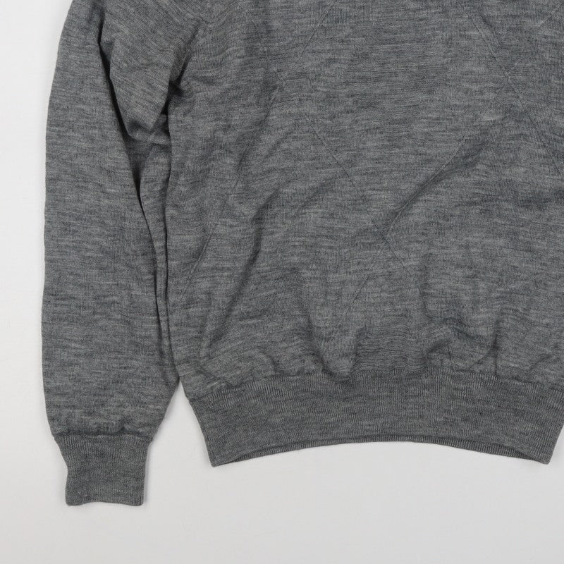 Palm Grove Men Grey M Wool Blend Crew Neck Logo Knit Pullover Jumper
