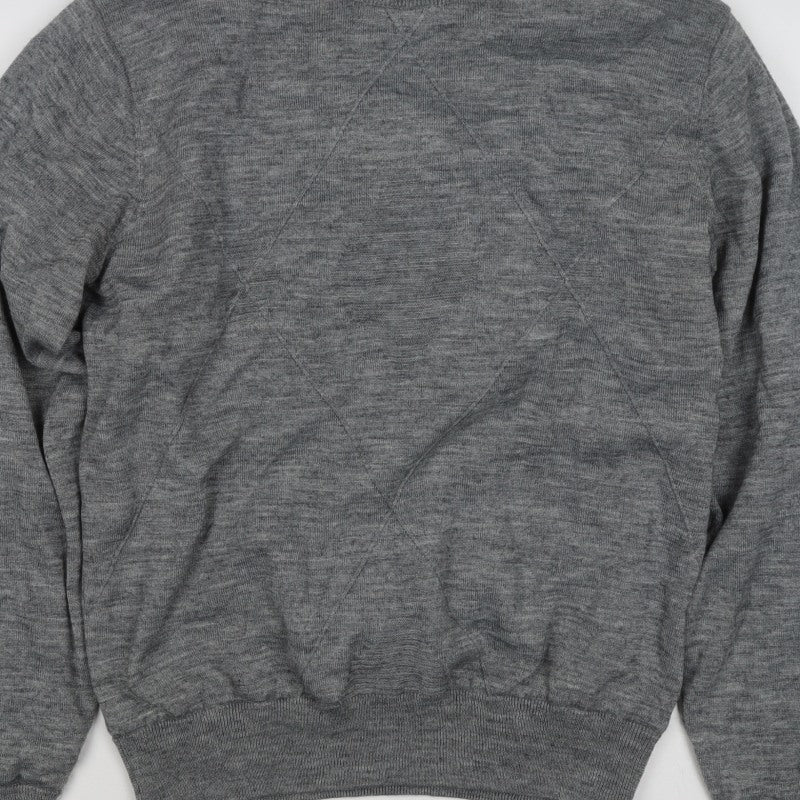 Palm Grove Men Grey M Wool Blend Crew Neck Logo Knit Pullover Jumper