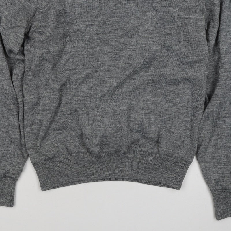 Palm Grove Men Grey M Wool Blend Crew Neck Logo Knit Pullover Jumper