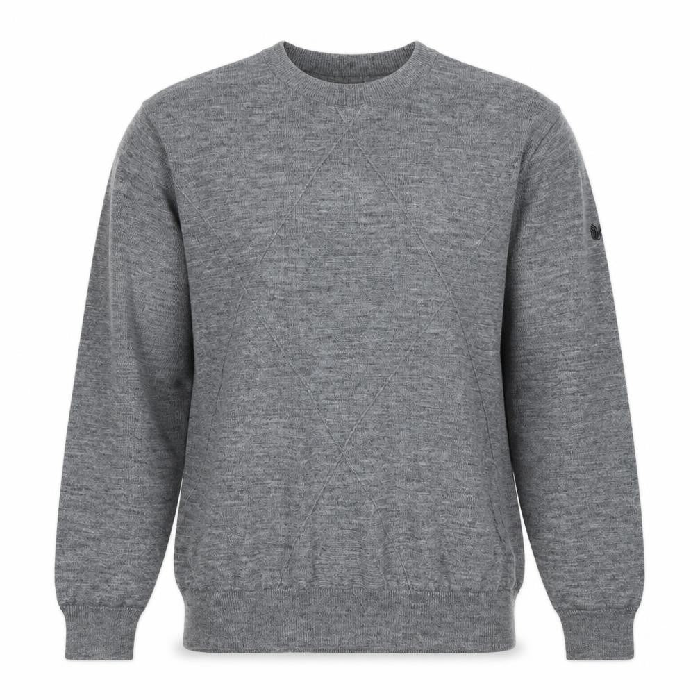 Palm Grove Men Grey M Wool Blend Crew Neck Logo Knit Pullover Jumper