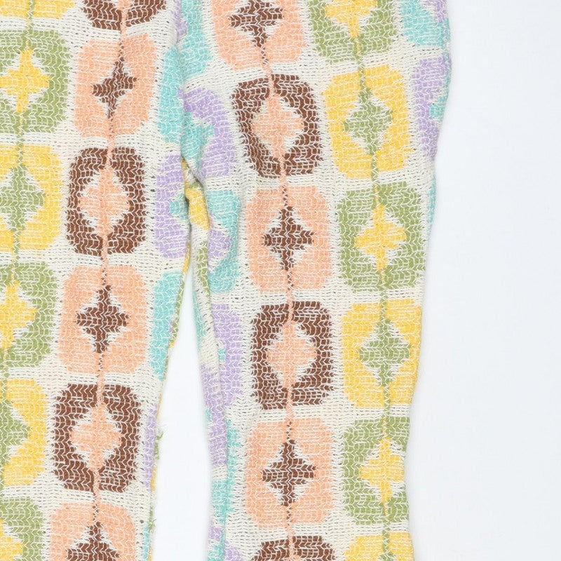 Zara Women’s Multicoloured Geometric Knit Flared Trousers Size S