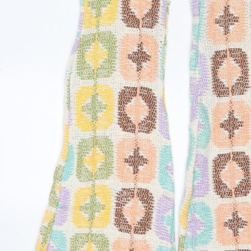 Zara Women’s Multicoloured Geometric Knit Flared Trousers Size S