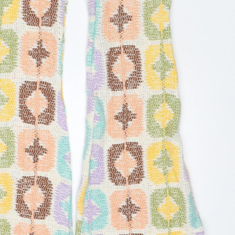 Zara Women’s Multicoloured Geometric Knit Flared Trousers Size S