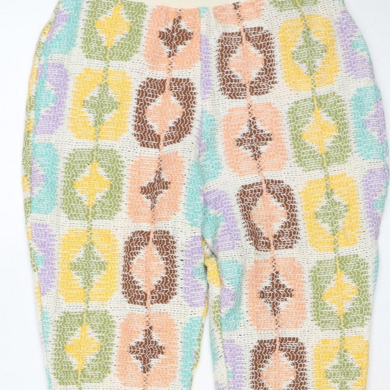 Zara Women’s Multicoloured Geometric Knit Flared Trousers Size S