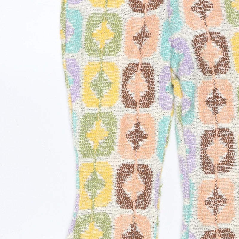 Zara Women’s Multicoloured Geometric Knit Flared Trousers Size S