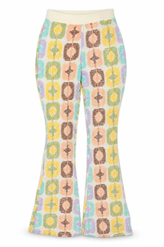 Zara Women’s Multicoloured Geometric Knit Flared Trousers Size S