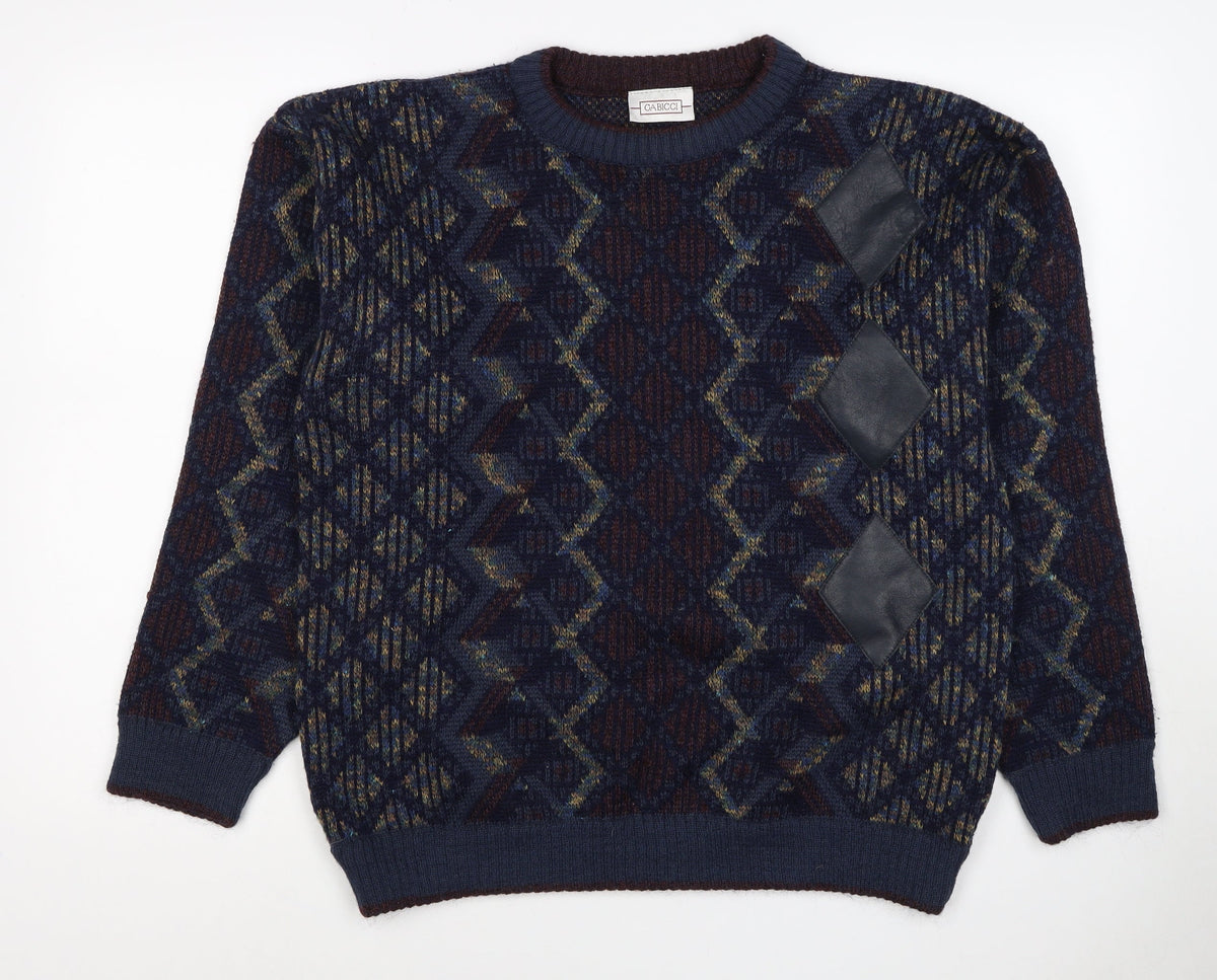 Gabicci Mens Multicoloured M Argyle Wool Blend Crew Neck Jumper
