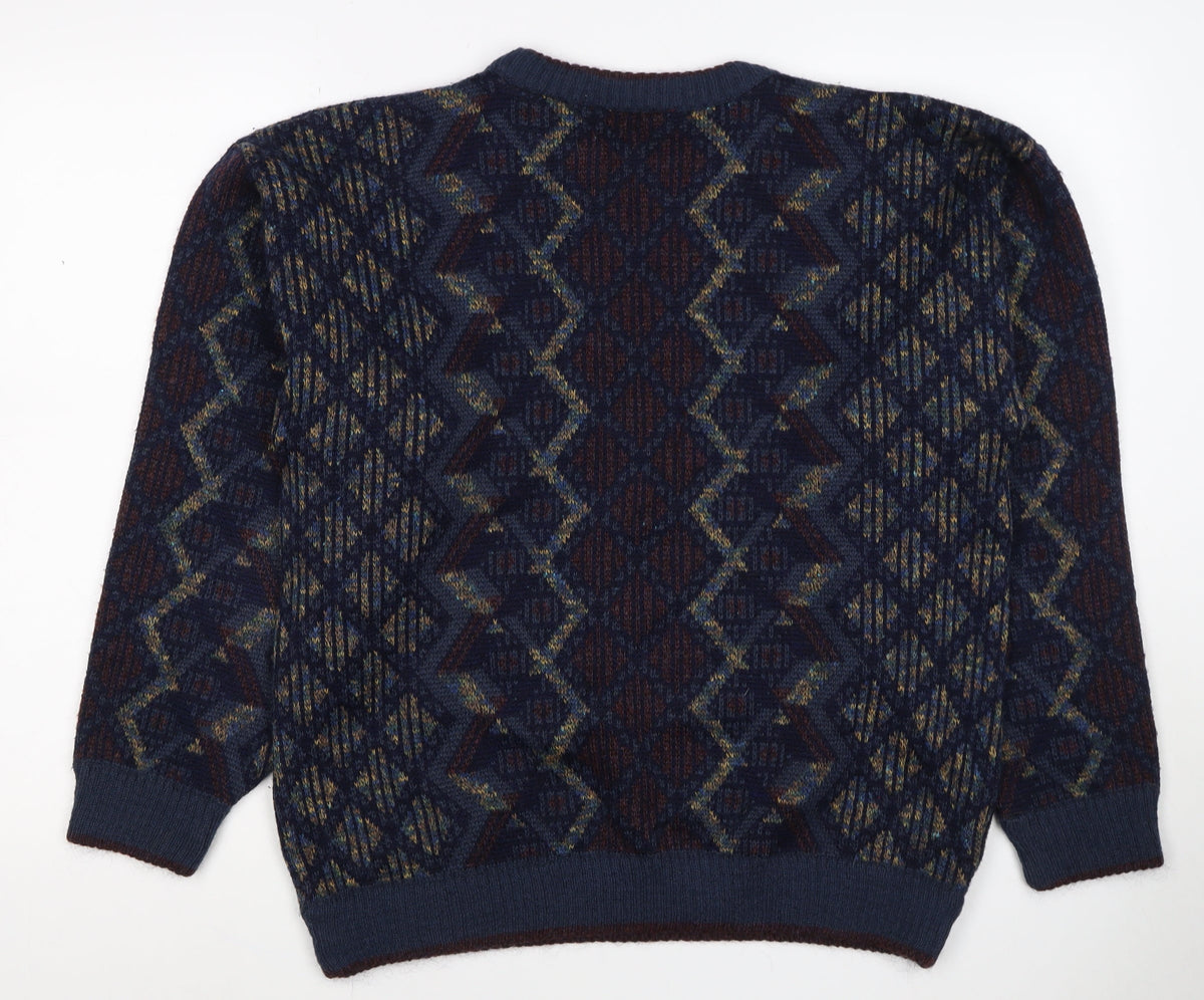 Gabicci Mens Multicoloured M Argyle Wool Blend Crew Neck Jumper