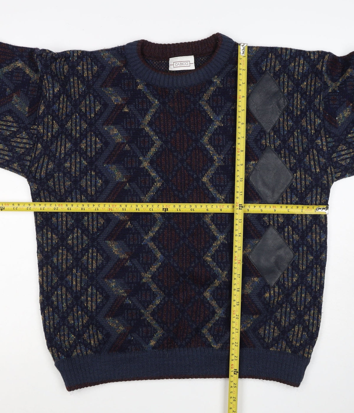 Gabicci Mens Multicoloured M Argyle Wool Blend Crew Neck Jumper