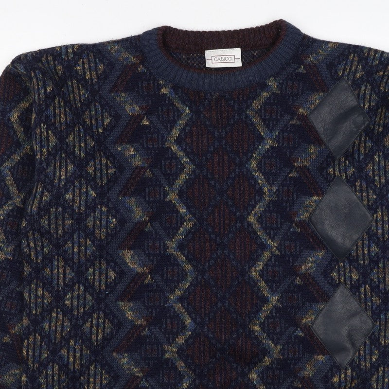 Gabicci Mens Multicoloured M Argyle Wool Blend Crew Neck Jumper