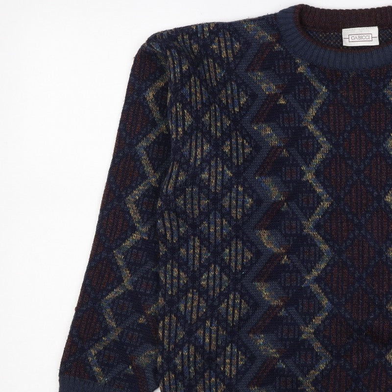 Gabicci Mens Multicoloured M Argyle Wool Blend Crew Neck Jumper