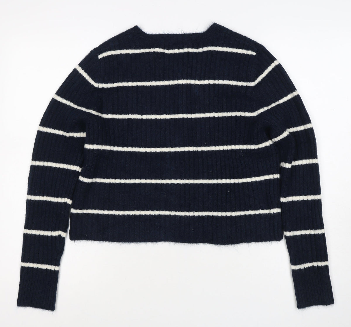 River Island Women’s Blue Stripe Button Cardigan M Long Sleeve Knit