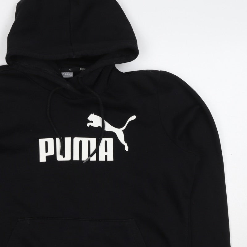 Puma Women’s Black Logo Pullover Hoodie UK 16 Hooded Cotton Blend