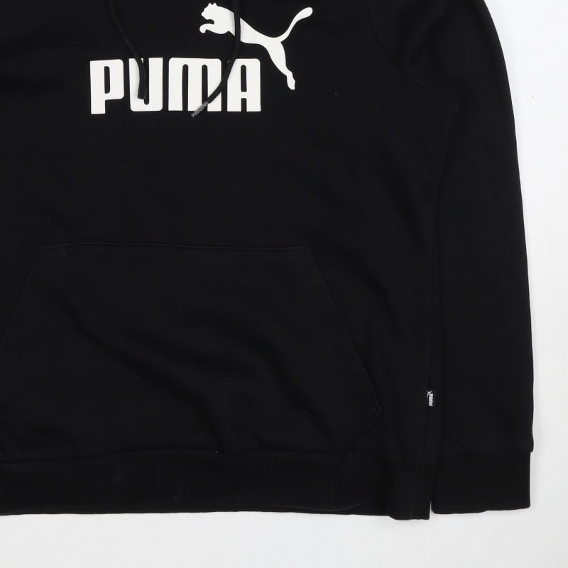 Puma Women’s Black Logo Pullover Hoodie UK 16 Hooded Cotton Blend