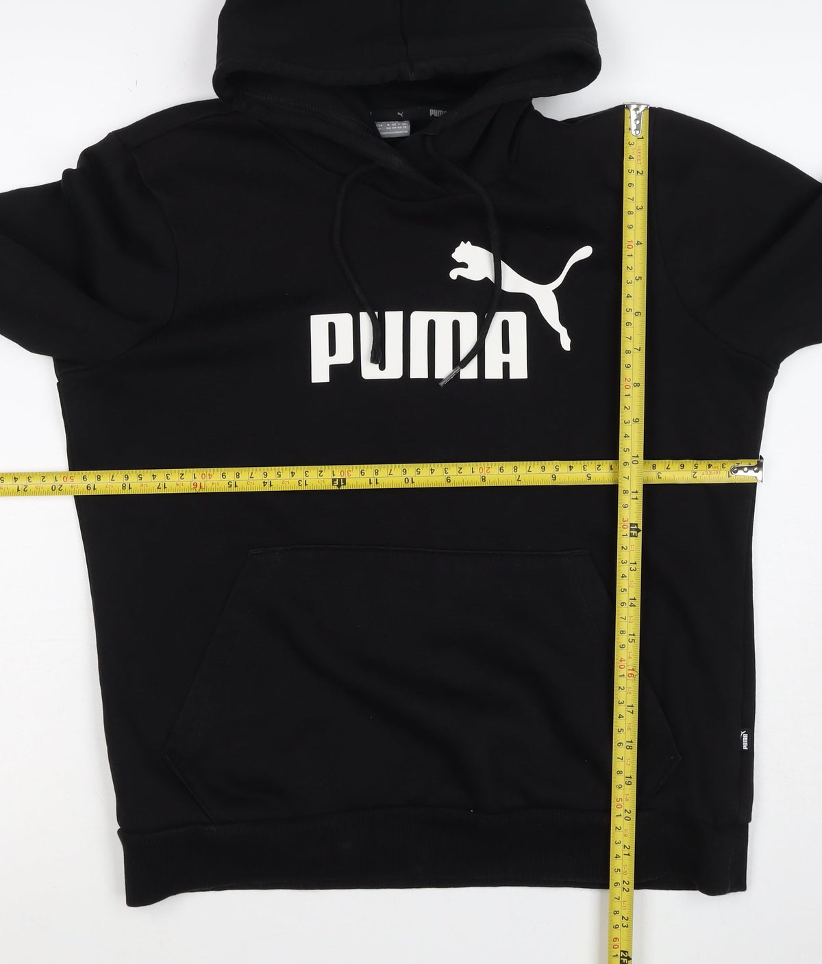 Puma Women’s Black Logo Pullover Hoodie UK 16 Hooded Cotton Blend