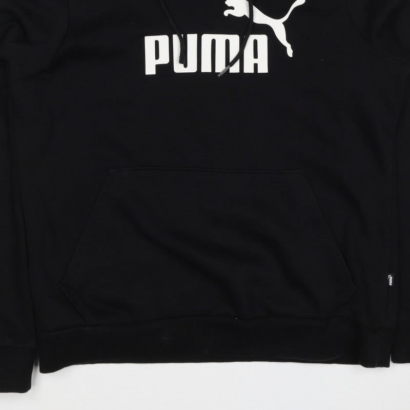 Puma Women’s Black Logo Pullover Hoodie UK 16 Hooded Cotton Blend