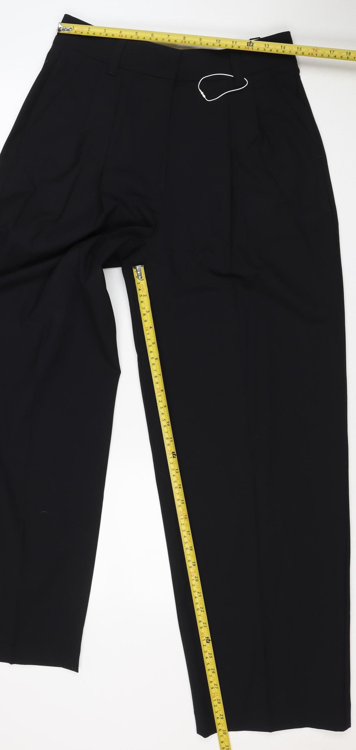 Marks and Spencer Women Black Size 12 Long Bootcut Tailored Trousers