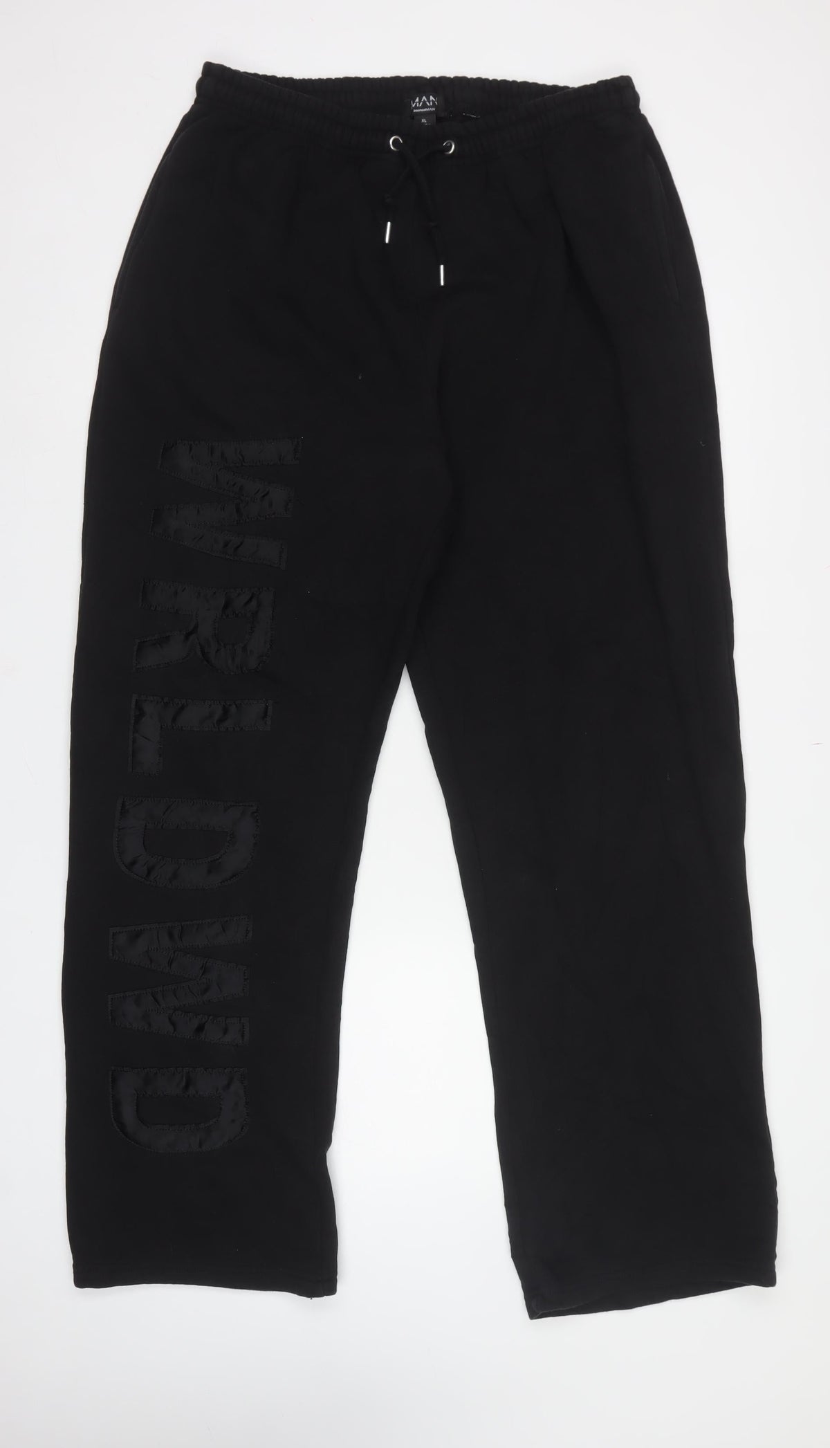boohooMAN Men's Black XL Logo Jogger Sweatpants Elastic Waist