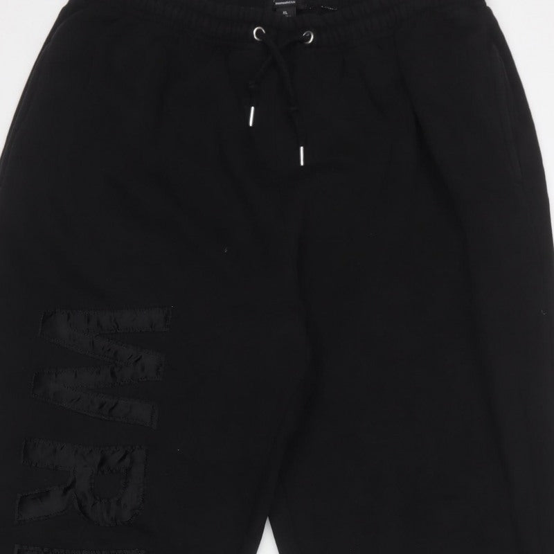 boohooMAN Men's Black XL Logo Jogger Sweatpants Elastic Waist
