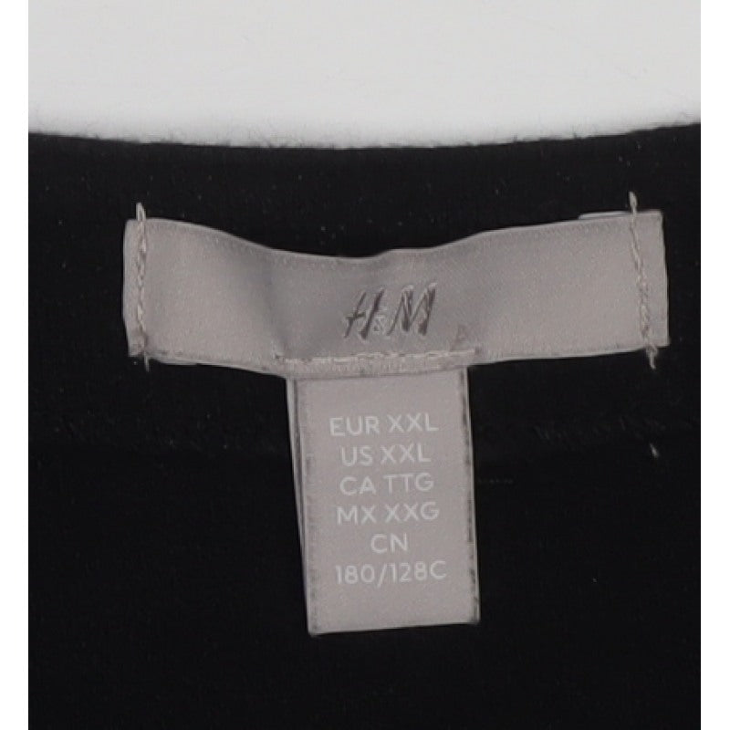 H&M Women Black 2XL Cropped V-Neck Button Front Tank Top