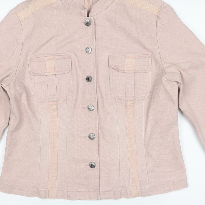 Principles Women’s Pink UK 16 Cotton Blend Button Front Basic Jacket