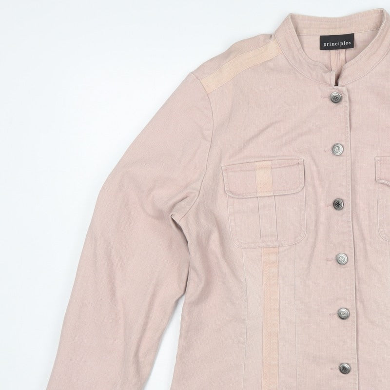 Principles Women’s Pink UK 16 Cotton Blend Button Front Basic Jacket