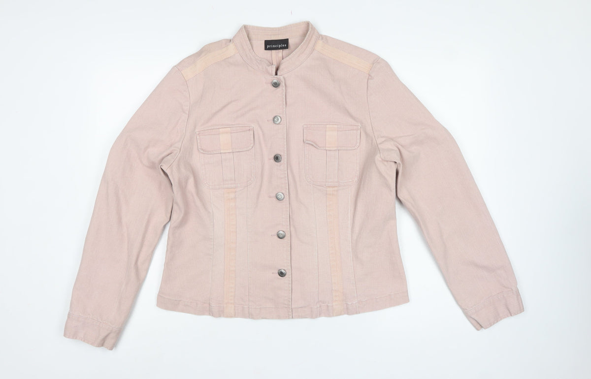 Principles Women’s Pink UK 16 Cotton Blend Button Front Basic Jacket