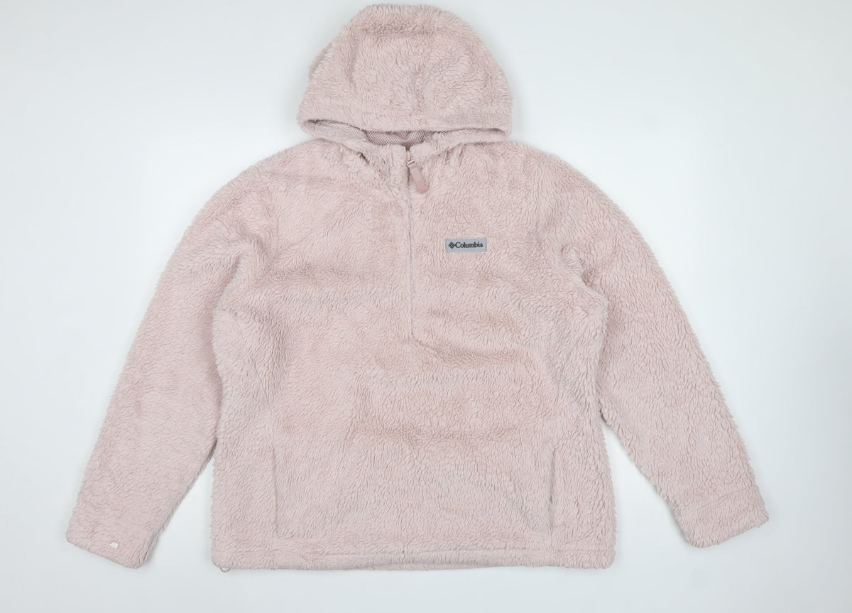 Columbia Teens Pink XL Hooded Half Zip Fleece Pullover Sweatshirt