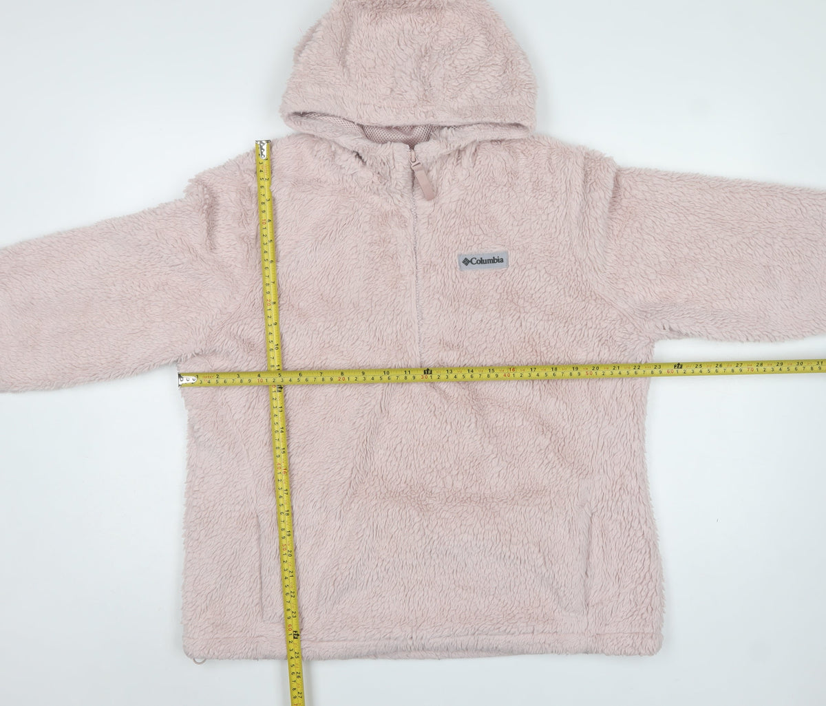 Columbia Teens Pink XL Hooded Half Zip Fleece Pullover Sweatshirt