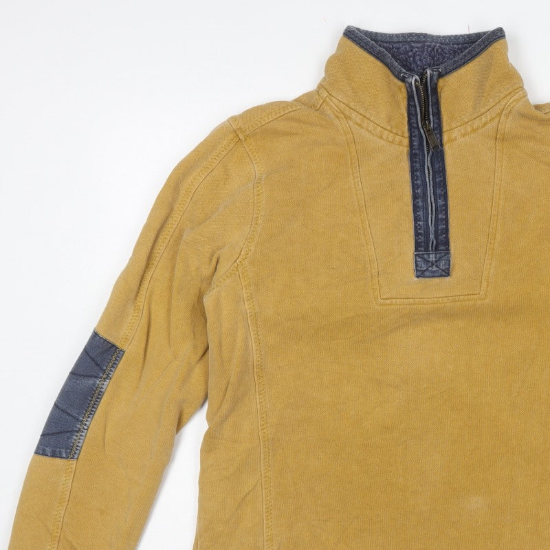 Fat Face Men’s Mustard Yellow M 1/4 Zip High Neck Sweatshirt