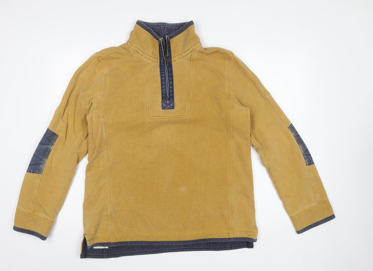 Fat Face Men’s Mustard Yellow M 1/4 Zip High Neck Sweatshirt