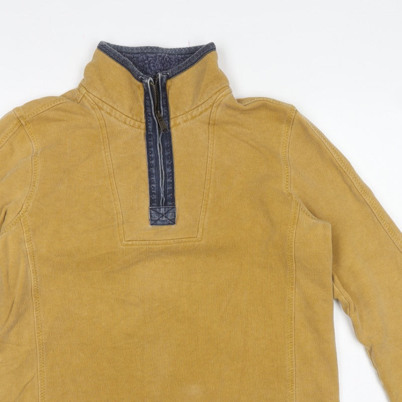 Fat Face Men’s Mustard Yellow M 1/4 Zip High Neck Sweatshirt