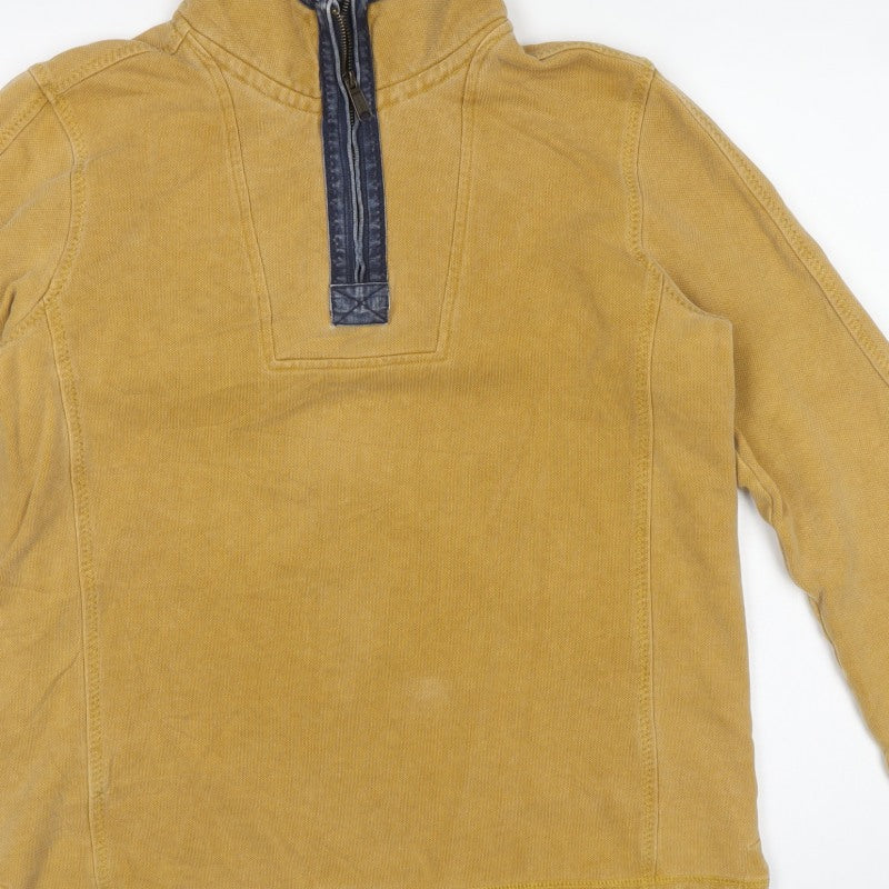 Fat Face Men’s Mustard Yellow M 1/4 Zip High Neck Sweatshirt