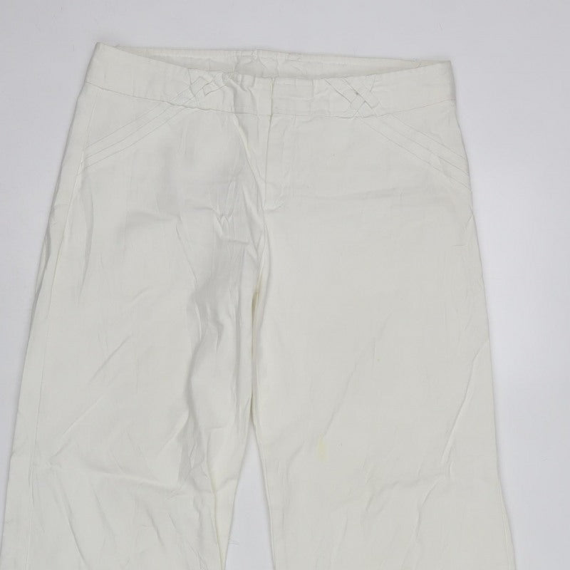 GAP Women’s Ivory Size 8 Wide-Leg Smart Trousers Flat Front