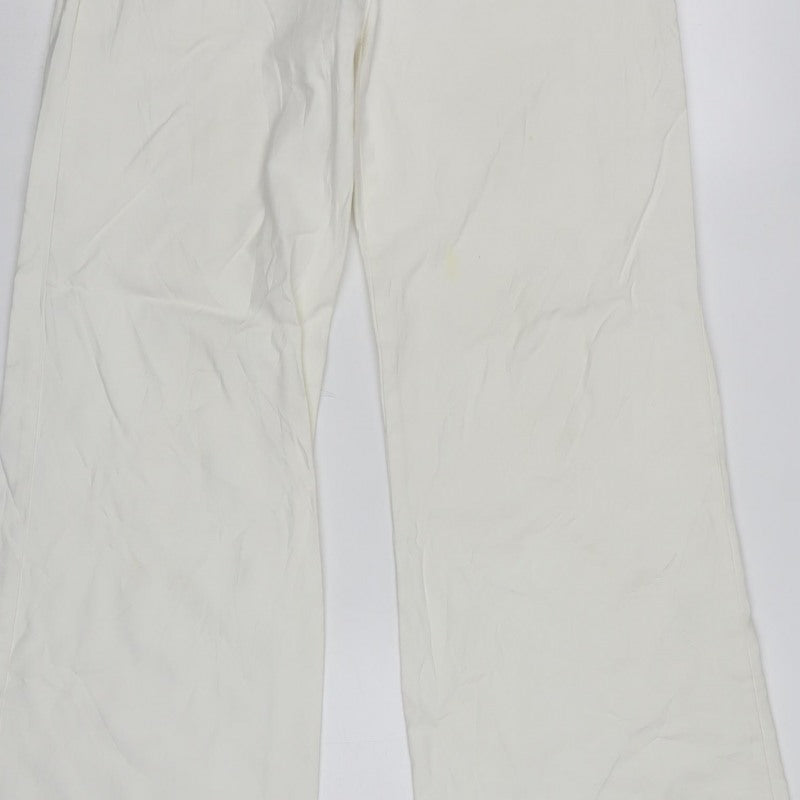 GAP Women’s Ivory Size 8 Wide-Leg Smart Trousers Flat Front