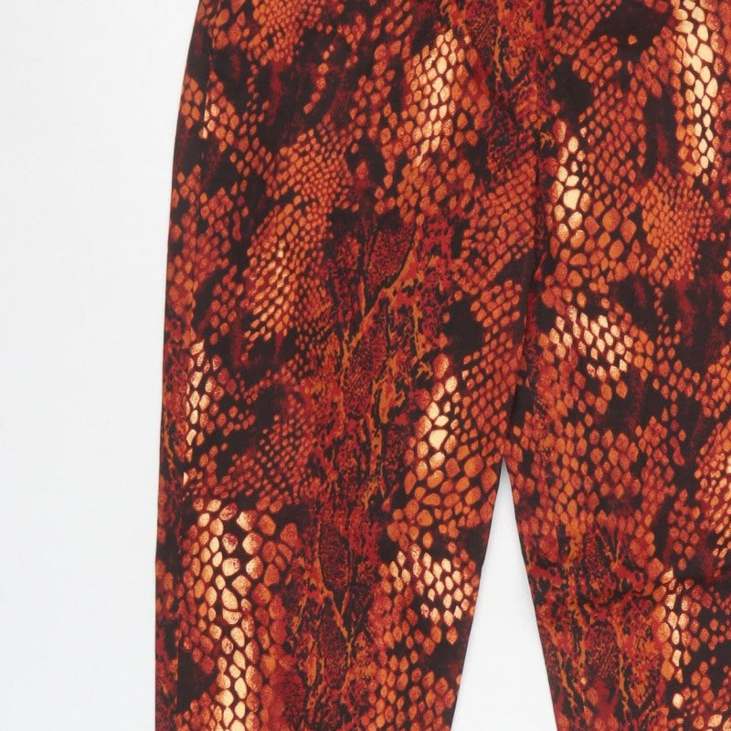 Epic Casual Women’s Orange Snake Print Straight Trousers UK 6
