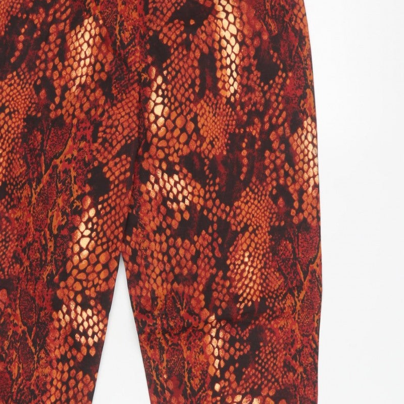 Epic Casual Women’s Orange Snake Print Straight Trousers UK 6