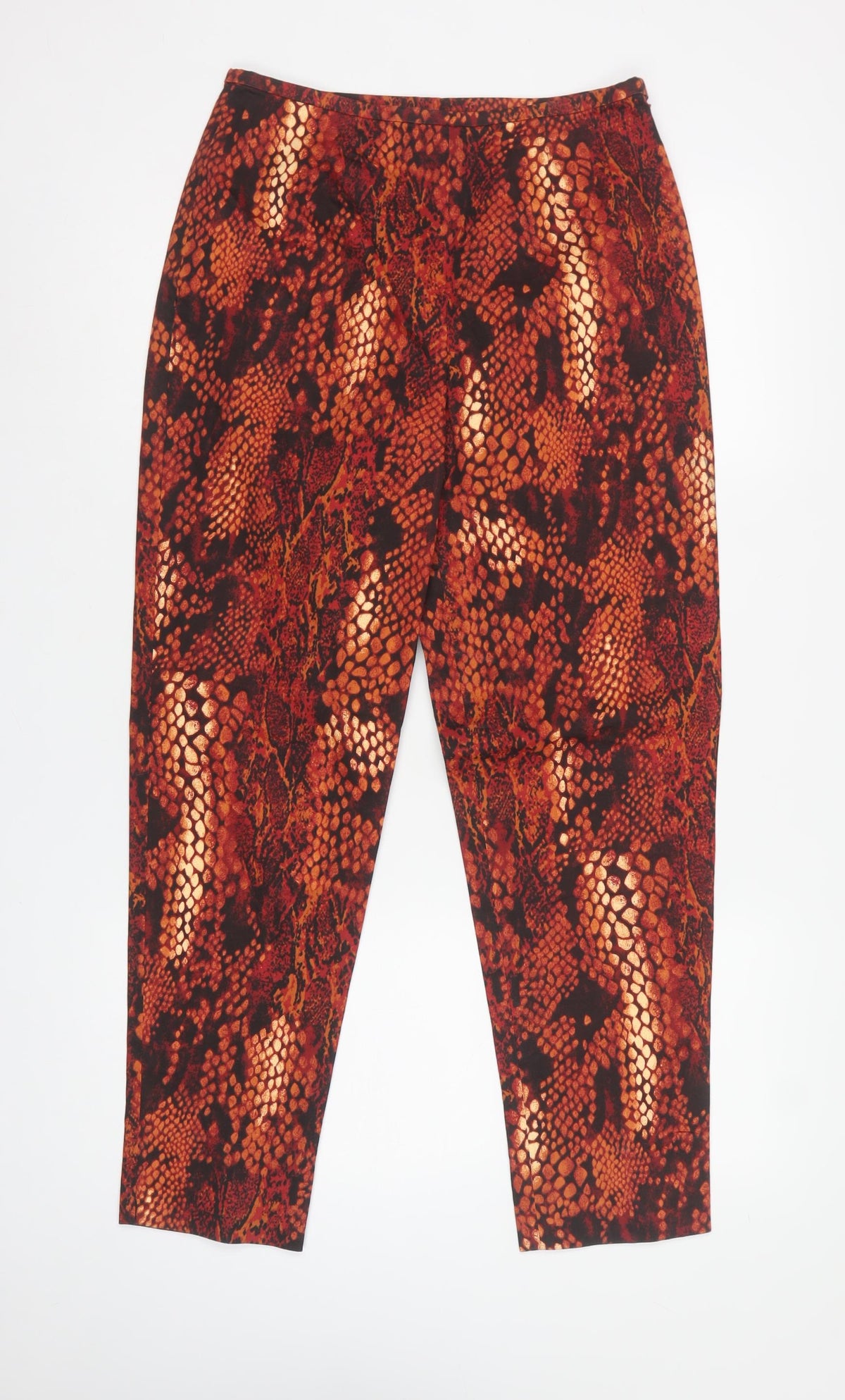 Epic Casual Women’s Orange Snake Print Straight Trousers UK 6