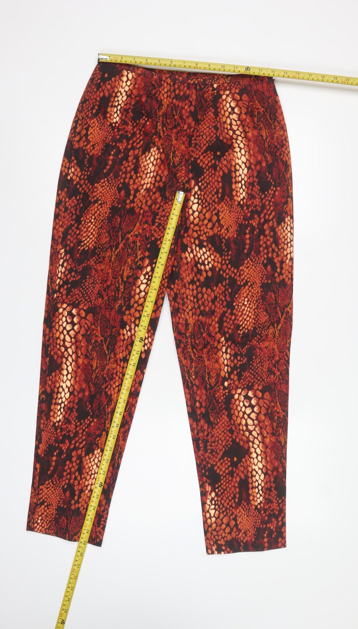 Epic Casual Women’s Orange Snake Print Straight Trousers UK 6