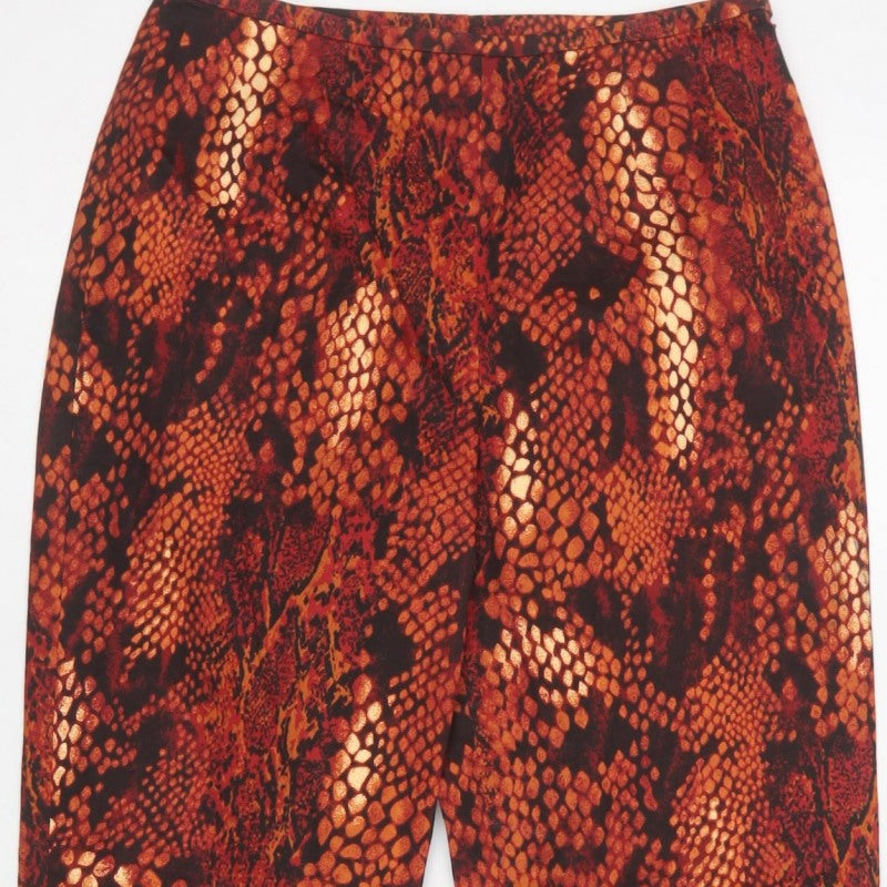Epic Casual Women’s Orange Snake Print Straight Trousers UK 6
