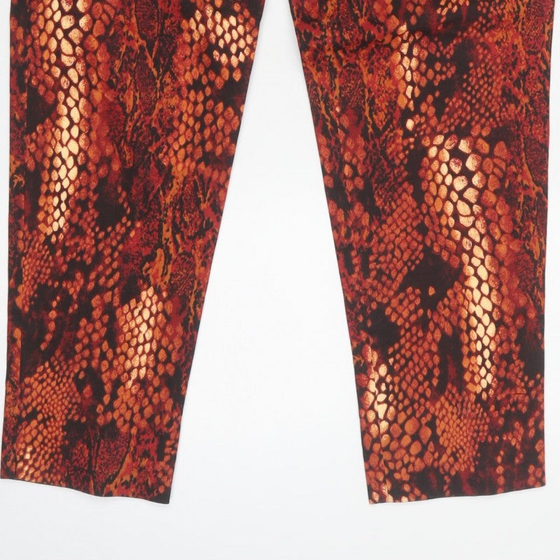 Epic Casual Women’s Orange Snake Print Straight Trousers UK 6
