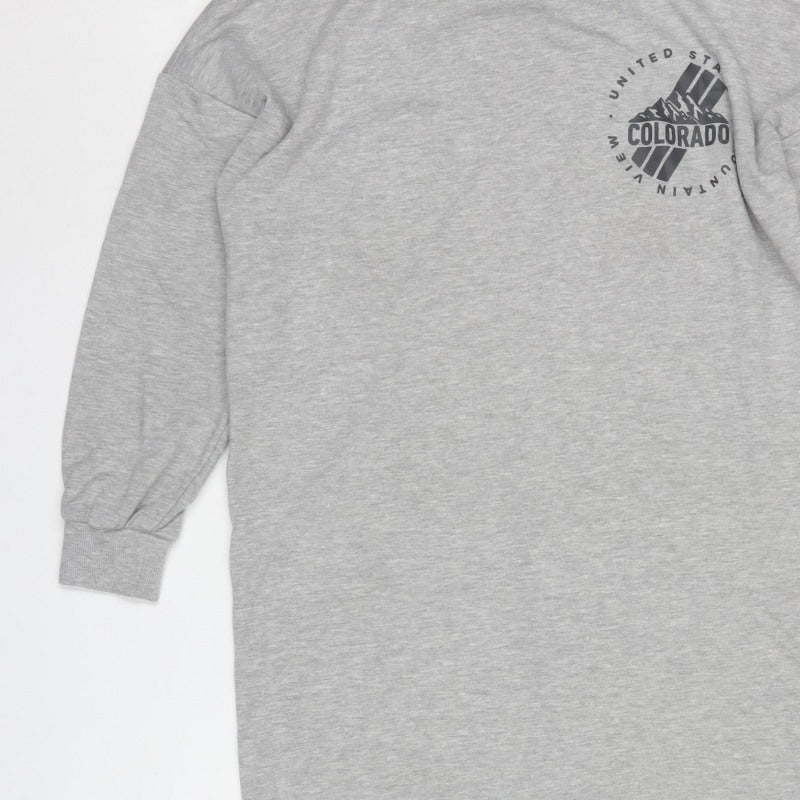 Nobody Way Women Grey M Jumper Dress Colorado Graphic Long Sleeve